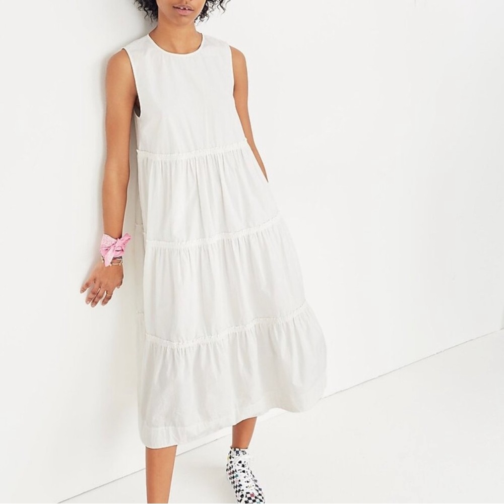 Madewell Cattail Tiered Midi Dress Size MP